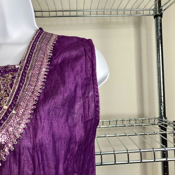 Women's Embroidered Sequins Sheath Dress‎ Sz 40 Sz M Indian Summer Festival - Picture 5 of 11